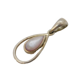 Sterling Silver Mother of Pearl Drop Charm Pendant Vintage c1970s