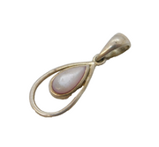 Sterling Silver Mother of Pearl Drop Charm Pendant Vintage c1970s
