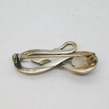Sterling Silver Turquoise Snake Serpent Textured Studio Brooch Pin Vintage c1970