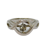 Sterling Silver Diamond Illusion Wavy Dress Ring Contemporary c2010 Size K 1/2