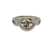 Sterling Silver Diamond Illusion Wavy Dress Ring Contemporary c2010 Size K 1/2