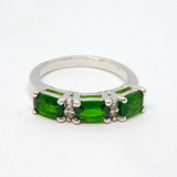 Sterling Silver Synthetic Emerald & White Sapphire Ring Vintage c1970 Size L 1/2