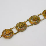 Sterling Silver Gilt Sunflower Form Panel Bracelet Vintage c1970 19.5cm