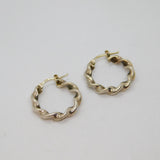 Pair of Sterling Silver Twisted Rope Style Huggie Hoop Earrings Vintage c1970