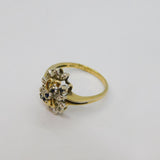 Sterling Silver With Gold 5 Sapphire & Diamond Dress Ring Vintage 1994 Size M