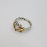 Sterling Silver CZ & Gilt 'Always In My Heart' Ring Modern c2000 Size K 1/2
