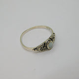 Sterling Silver Oval Mother Of Pearl Filigree Ring Vintage c1970 Size N 1/2