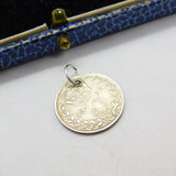 Sterling Silver Threepence Coin Edward VII Charm Pendant Vintage 1902