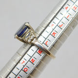Sterling Silver Blue & White Paste Set Dress Band Ring Vintage c1970 Size L 1/2