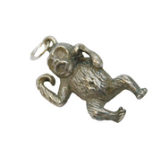 Art Deco .800 Grade Silver Shouting Monkey Charm Pendant Antique c1930s