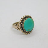 Sterling Silver Turquoise Boho Style Studio Dress Ring Vintage c1970 Size Q