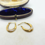Silver Gilt Bi-Colour and Diamond Paste Hoop Earrings Vintage c1970