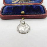 Sterling Silver Authentic 1909 Threepence Coin Charm Pendant