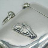 George V Sterling Silver Equestrian Interest Vesta Case Antique 1911 Birmingham