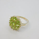 Sterling Silver Multi-Stone Peridot Cluster Dress Ring Vintage c1970 Size O 1/2