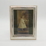 Sterling Silver Mounted Teddy Bear Pattern Portrait Picture Frame Vintage