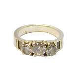 Sterling Silver Crystal Paste Dress Band Ring Vintage c1970 Size P