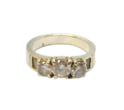 Sterling Silver Crystal Paste Dress Band Ring Vintage c1970 Size P