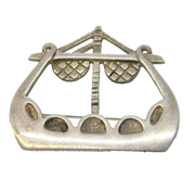 Sterling Silver Viking Ship Form Brooch Pin Vintage c1950s