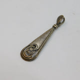 Sterling Silver Celtic Design Long Drop Charm Pendant Vintage c1970