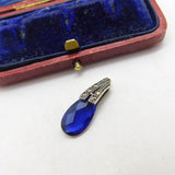 Sterling Silver and Blue Crystal Charm Pendant Vintage c1970