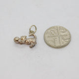 Sterling Silver Cat Playing With Ball Charm Pendant Vintage c1970s