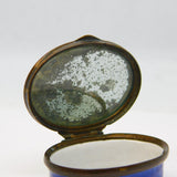 Georgian Blue-White Bilstone Enamel Patch Box 'Efteem the Giver' Antique AF
