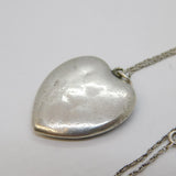 19th Century Sterling Silver 'Pebble' Agate Heart Pendant Necklace Antique c1880