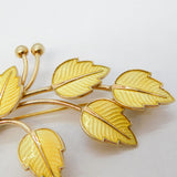Jemax Sterling Silver Gilt & Yellow Enamel Floral Spray Brooch Vintage c1950s