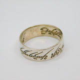 Sterling Silver Lord Of The Rings Style Script Band Ring Modern c2000 Size T