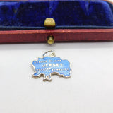 Sterling Silver & Enamel Jersey Island Map Outline Charm Pendant Vintage c1970