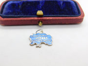 Sterling Silver & Enamel Jersey Island Map Outline Charm Pendant Vintage c1970