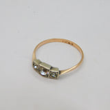 9ct & Sterling Silver Paste Set Squares Art Deco Band Ring Antique c1930 Size O