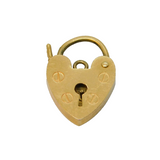 9ct Yellow Gold Padlock Heart Charm or Clasp Vintage 1975 London