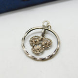 Sterling Silver Three Flower Floral Drop Pendant Vintage c1970