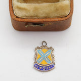 Sterling Silver and Enamel Travel Shield Newquay Charm Pendant Vintage c1970