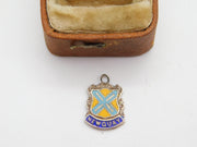 Sterling Silver and Enamel Travel Shield Newquay Charm Pendant Vintage c1970