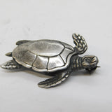 Sterling Silver Sea Turtle Brooch Pin Vintage c1970s