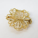 George III 14ct Gold & Woven Seed Pearl Floral Dress Brooch Antique c1800s
