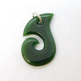 Sterling Silver New Zealand Nephrite Jade Maori Fish Hook Pendant Antique c1920