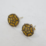 Pair of Sterling Silver Enamel Tudor Rose Stud Earrings Vintage c1970