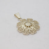 Sterling Silver Filigree Flower Charm Pendant Vintage c1970