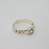 Sterling Silver Rennie Macintosh Style Blue Topaz Ring Vintage c1970 Size O 1/2