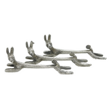 19th Century Set of Three Cast Silver Plated Hare Cutlery Rests Antique c1890s