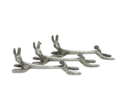 19th Century Set of Three Cast Silver Plated Hare Cutlery Rests Antique c1890s