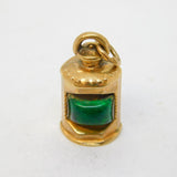 9ct Gold & Green Glass Starboard Ships Lantern Charm Vintage 1975 London