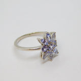 Sterling Silver 9 Tanzanite Cluster Dress Ring Vintage c1970 Size N