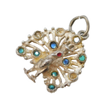 Sterling Silver Peacock Charm Pendant Vintage c1970s