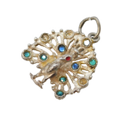 Sterling Silver Peacock Charm Pendant Vintage c1970s
