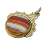 Victorian Gold Plated Floral Pattern Bloodstone & Agate Spinner Fob Antique
